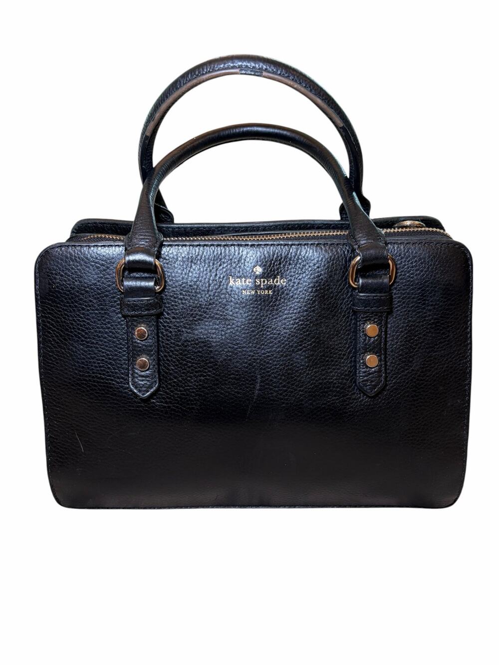 Kate Spade Black Pebbled Leather Satchel Purse Gold Hardware Crossbody Ready